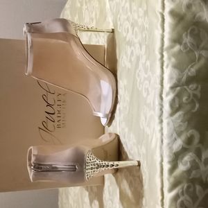 Jewel Badgley Mischka Pink Meesh Heels, Size 7